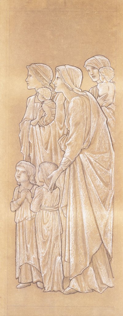 Mujeres Llevando Niños a Cristo de Edward Burne Jones
