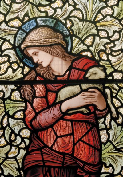 Santa Inés (detalle) de Edward Coley and Dearle Burne Jones