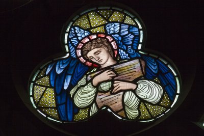 Wilden, Todos los Santos, Morris & Co., Edward Burne-Jones, John Henry Dearle (1859-1932), Ángeles con dulcimer, Músicos Ángeles de Edward Coley and Dearle John Henry  Burne Jones