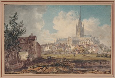Catedral de Norwich desde el sureste (lápiz, tinta y acuarela sobre papel) de Edward Dayes