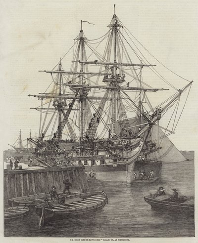 HM Buque de Línea de Batalla a Vapor César, 90, en Portsmouth de Edward Duncan