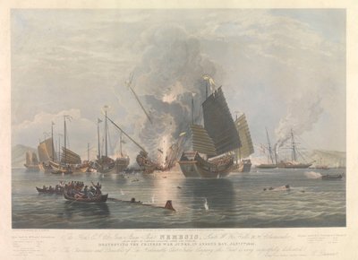 Iron Steamship Nemesis, Juncos de guerra en la bahía de Anson 7 de enero de 1841 de Edward Duncan