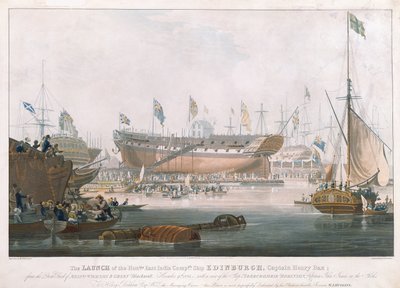 Lanzamiento del Edinburgh en Blackwall, 9 de noviembre de 1825 de Edward Duncan