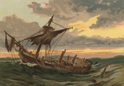 Atardecer en el mar, el barco abandonado de Edward Duncan