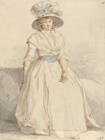 Una joven sentada con un vestido blanco de Edward Edwards