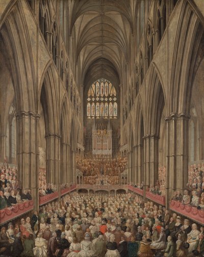Vista interior de la Abadía de Westminster en la conmemoración de Haendel, tomada desde el palco del director de Edward Edwards