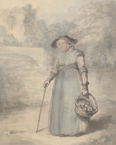 Anciana con cesta de flores de Edward Edwards