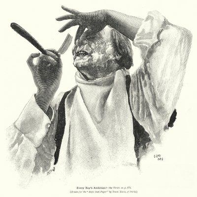 Hombre afeitándose (litografía) de Edward Ertz