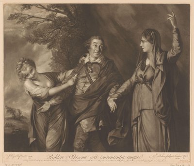 Retrato de David Garrick entre la comedia y la tragedia de Edward Fisher
