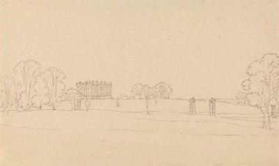 Vista lejana de Easton Neston, Northants de Edward Francis Burney