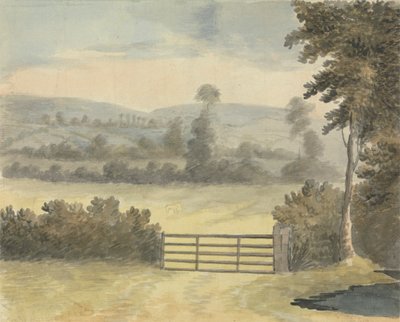 Paisaje con puerta de pasto de Edward Francis Burney