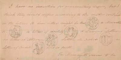 Carta con diseños de sellos (?) de Edward Francis Burney