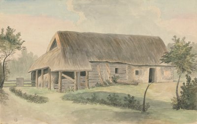Granero con tejado de paja de Edward Francis Burney