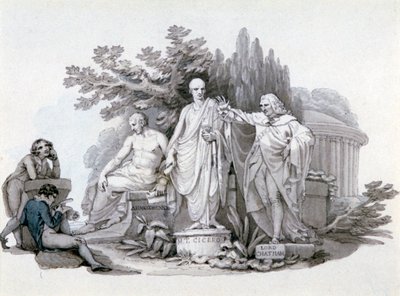 Dos Jóvenes Contemplando Estatuas de Demóstenes, Cicerón y Pitt, c. 1780-1848 de Edward Francis Burney