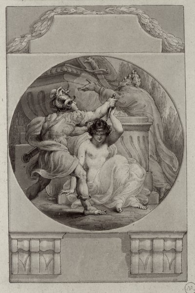 Guerrero sacrificando a una joven de Edward Francis Burney