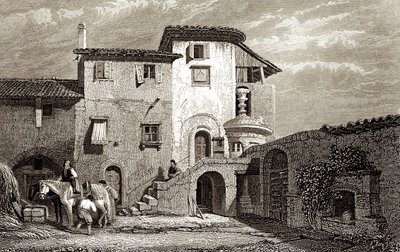 Residencia de Lord Byron 1811 (grabado) de Edward Francis Finden
