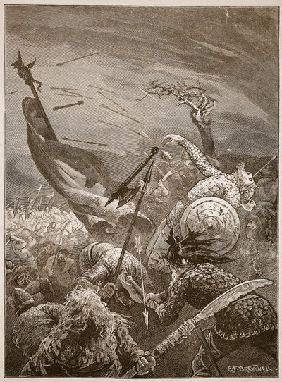 Muerte de Harold en la Batalla de Hastings, ilustración de 