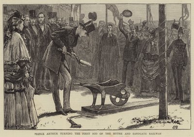 El príncipe Arturo inaugurando el Ferrocarril de Hythe y Sandgate de Edward Frederick Brewtnall