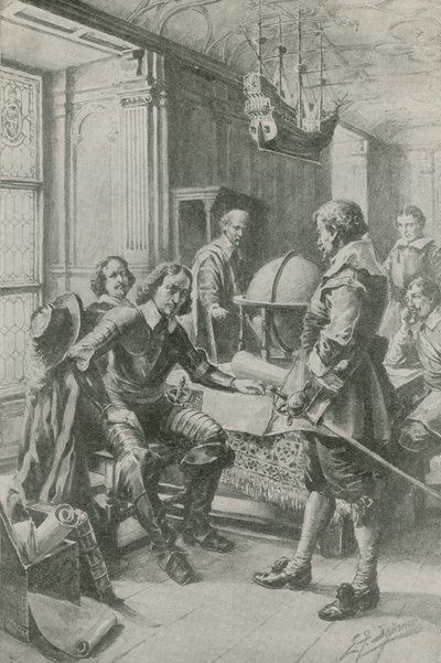 Robert Blake llama a Oliver Cromwell (litografía) de Edward Frederick Skinner