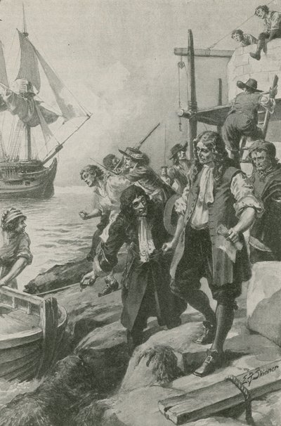 Winstanley secuestrado por piratas (litografía) de Edward Frederick Skinner