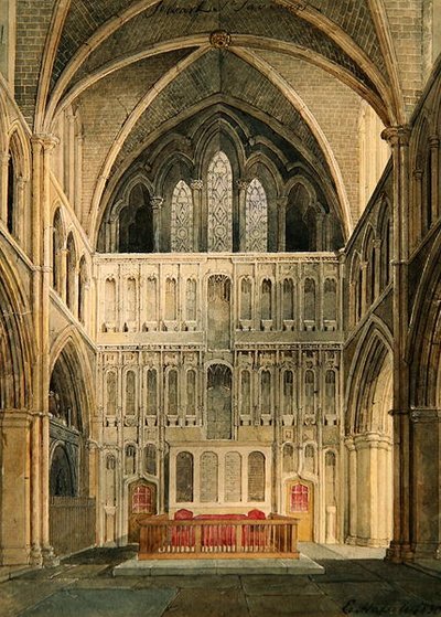 Interior de St. Saviour, Southwark, mirando hacia el altar de Edward Hassell
