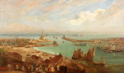 Puerto de Sunderland desde Roker, c.1850-c.1855 de Edward Hastings