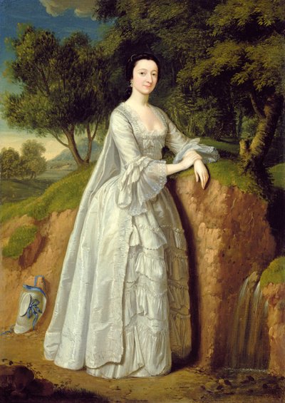 Elizabeth Montague de pie en un paisaje boscoso, c.1750 de Edward Haytley