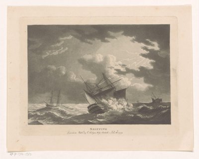 Barcos en una tormenta en el mar Envío (título sobre el objeto) Paisajes marinos (título de la serie) de Edward Hedges