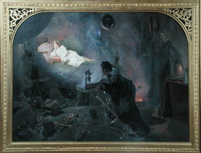 El Conde de Surrey contemplando a la bella Geraldine en el espejo mágico de Edward Henry Corbould