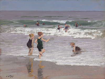 Niños jugando en las olas de Edward Henry Potthast