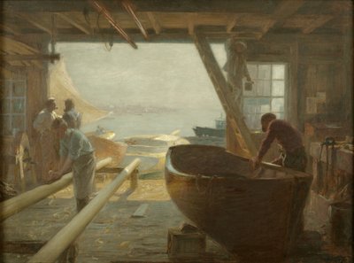 Los constructores de barcos de Edward Henry Potthast