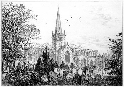 Iglesia de Stratford vista desde el norte, Stratford-upon-Avon, Warwickshire, 1885 de Edward Hull
