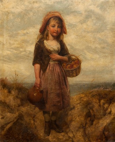 Niña con una Cesta de Manzanas de Edward John Cobbett