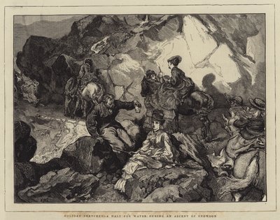 Bocetos de vacaciones, una parada para agua durante un ascenso de Snowdon de Edward John Gregory