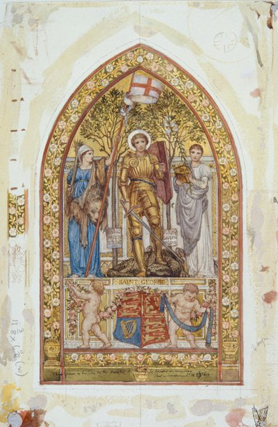 Diseño para el mosaico de San Jorge con estudios marginales, 1869 de Edward John Poynter