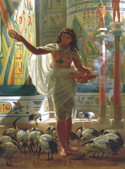 Alimentando al ibis sagrado en los salones de Karnak de Edward John Poynter