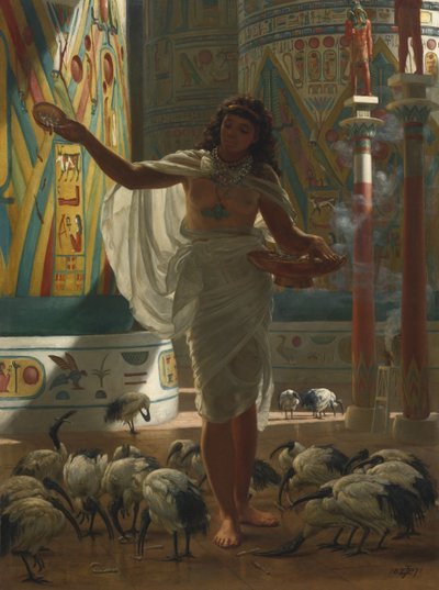 Alimentando al Ibis Sagrado en los Salones de Karnak, 1871 de Edward John Poynter