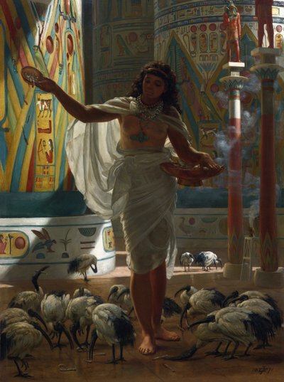 Alimentando al Ibis Sagrado en los Salones de Karnak de Edward John Poynter