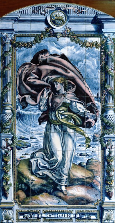 Octubre, de una serie de paneles de azulejos para la Cocina Holandesa, 1867-8 de Edward John Poynter