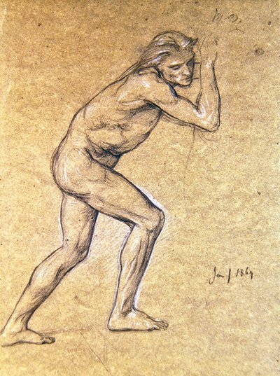 Estudio de un desnudo masculino para El regreso del hijo pródigo, 1869 de Edward John Poynter