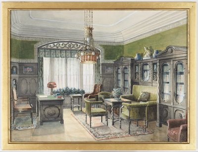Interior de la biblioteca de Edward Lamson Henry