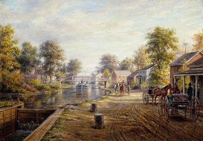 Escena a lo largo del canal Delaware y Hudson de Edward Lamson Henry