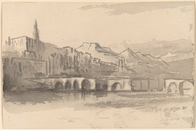 Puente con Montañas en la Distancia (Ventimiglia) de Edward Lear