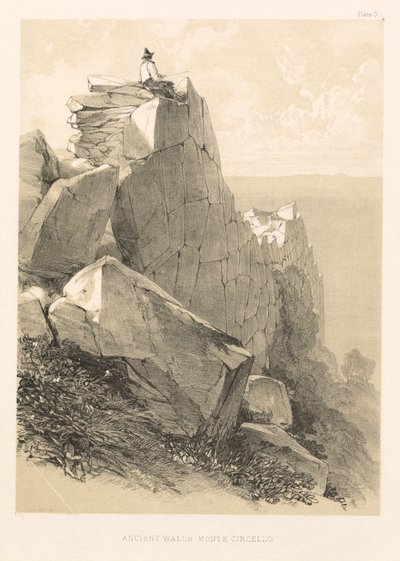 Excursión ilustrada en Italia vol. II: Muros antiguos, Monte Circello, 1846 de Edward Lear