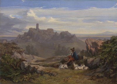 Paisaje con pastor de cabras, c.1842 de Edward Lear
