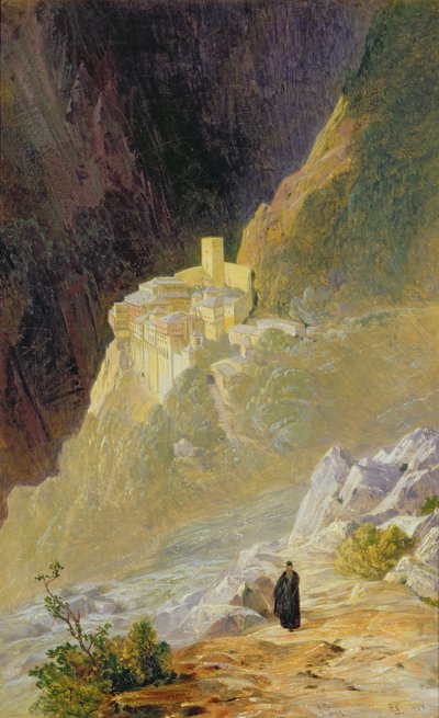 Monte Athos, El Monasterio de San Pablo, 1858 de Edward Lear