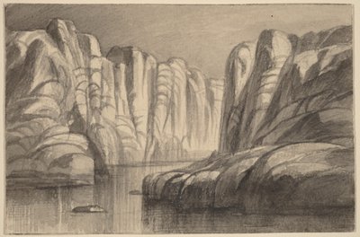 Río que serpentea entre una formación rocosa (Filae, Egipto) de Edward Lear