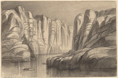 Río serpenteando a través de una formación rocosa, Filé, Egipto de Edward Lear