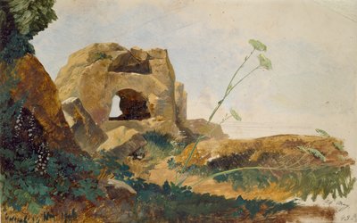 Estudio de Rocas y Follaje, Agrigento Girgenti, Sicilia, 1847 de Edward Lear