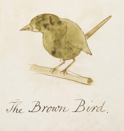 El pájaro marrón, de Dieciséis dibujos de pájaros cómicos de Edward Lear